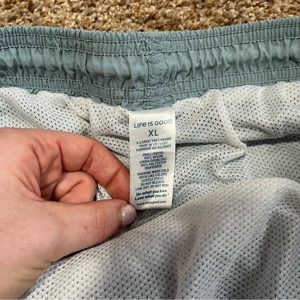 LIFE IS GOOD Jake Solid Boardshorts Light Blue Mens Size XL Swim Summer Classic